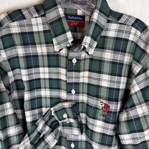 Vintage Hathaway Golf Golfing Santa Claus Oxford Button Shirt Men Sz 15.5 34/35